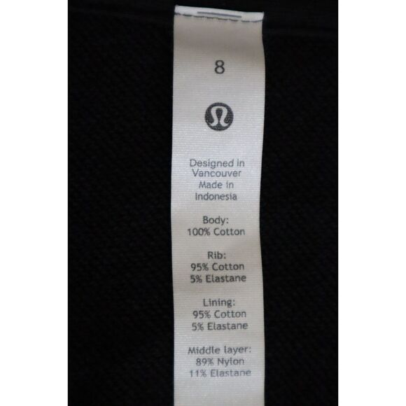 Lululemon W3ECTS Women's Sz 8 Black Hugged-Waist Cotton Zip Hoodie - Picture 4 of 16